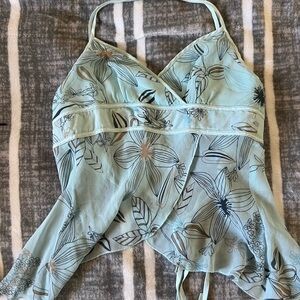 Vintage Bebe Light Blue Floral Halter Top